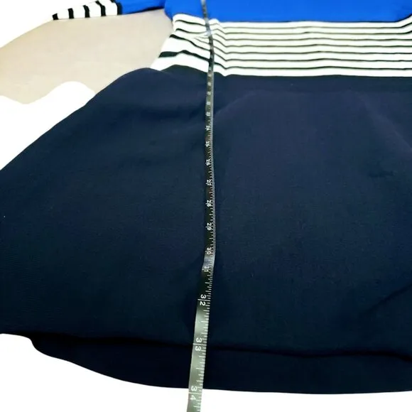 NWOT KATE SPADE Scuba Dress, Blue Black White Striped Fitted Preppy Office, M