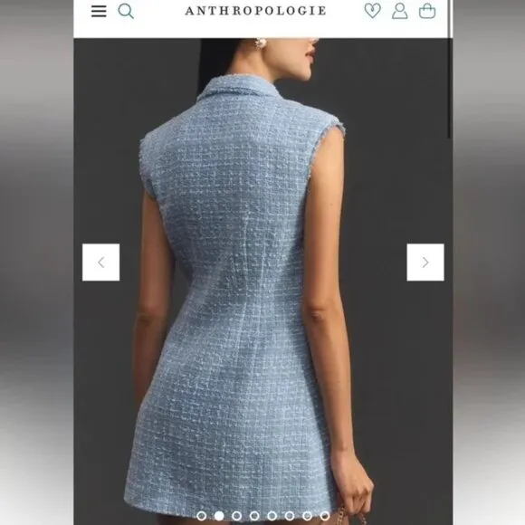 NWOT Maeve by Anthropologie Sleeveless Tweed Blazer Mini Dress – Size 12✨