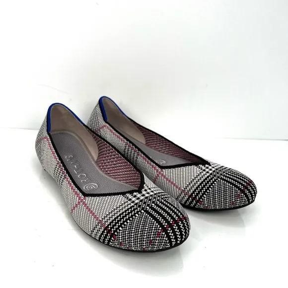 NWOT Rothy's Shoes Retired! Rothys The Flat Grey Glen Plaid
