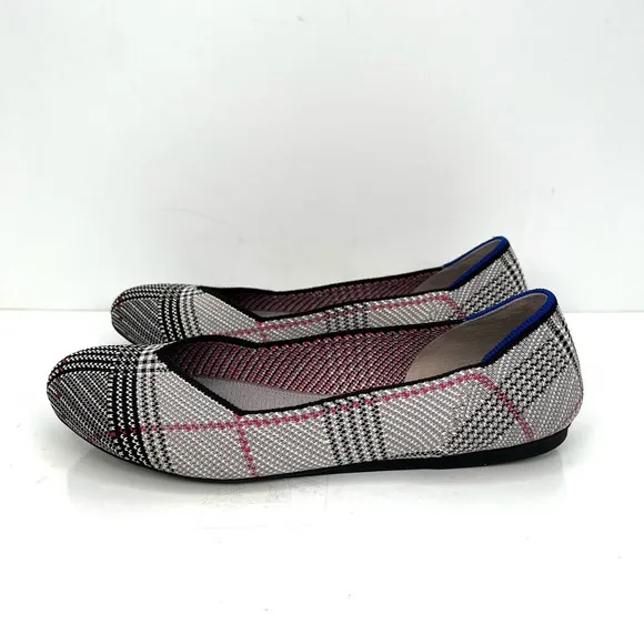 NWOT Rothy's Shoes Retired! Rothys The Flat Grey Glen Plaid