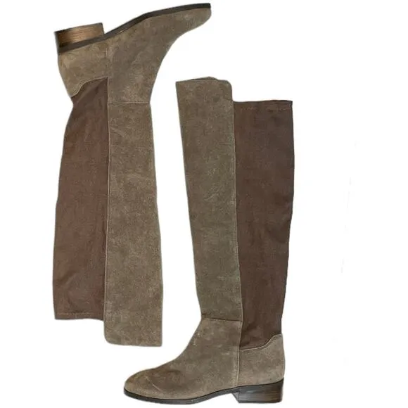 NWOT Size 6 Lucky Brand Calypso Dark Brown Tall Suede Flat Boots Women’s