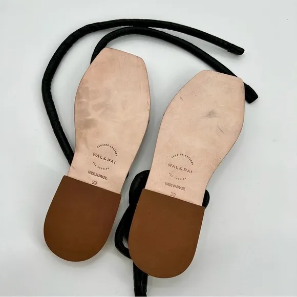NWOT Wal &amp; Pai Eureka In Camel Sandal Sling Thong Flat Shoes Leather Size 8.5