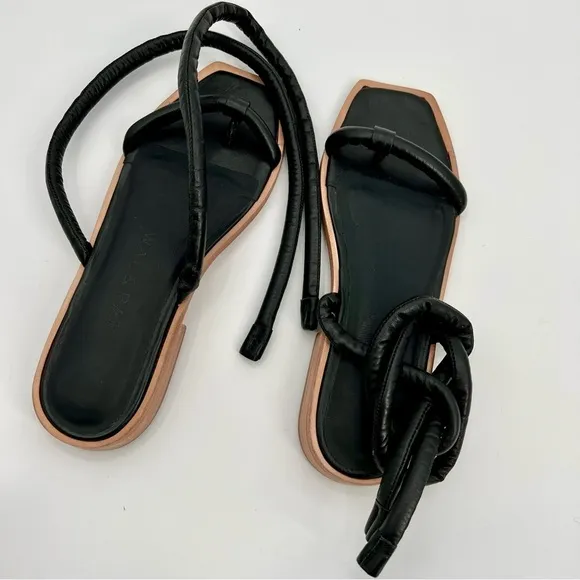 NWOT Wal &amp; Pai Eureka In Camel Sandal Sling Thong Flat Shoes Leather Size 8.5