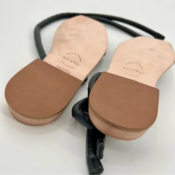 NWOT Wal &amp; Pai Eureka In Camel Sandal Sling Thong Flat Shoes Leather Size 8.5