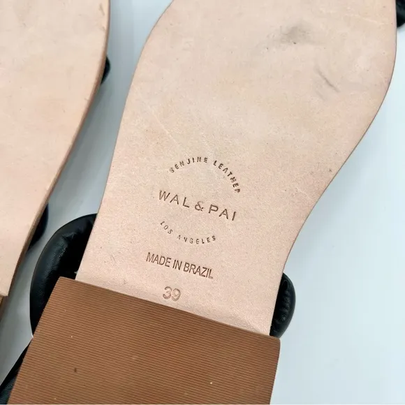 NWOT Wal &amp; Pai Eureka In Camel Sandal Sling Thong Flat Shoes Leather Size 8.5
