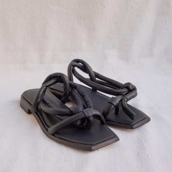 NWOT Wal &amp; Pai Eureka In Camel Sandal Sling Thong Flat Shoes Leather Size 8.5
