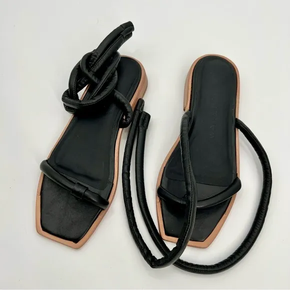 NWOT Wal &amp; Pai Eureka In Camel Sandal Sling Thong Flat Shoes Leather Size 8.5