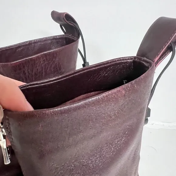 NWOT Zara Burgundy Lug Sole Boots Faux Leather Platform Combat Boots Size 9