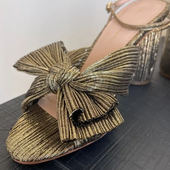 NWT 8.5 US  Loeffler Randall Camellia Dark Gold heeled sandal. A  Summer shoe!