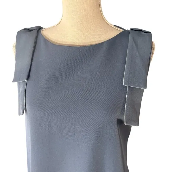 NWT Abbey Glass Michelle Shift Dress blue M medium bow shoulder boat neck