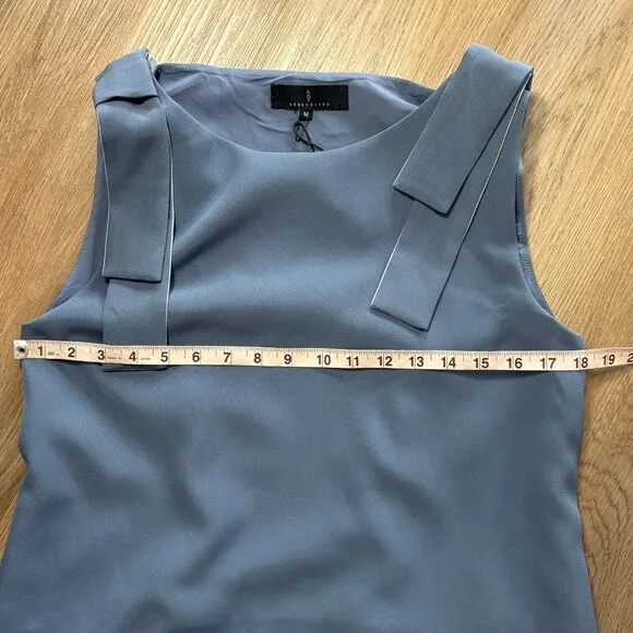 NWT Abbey Glass Michelle Shift Dress blue M medium bow shoulder boat neck
