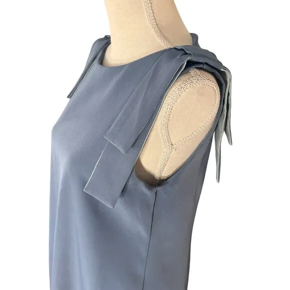 NWT Abbey Glass Michelle Shift Dress blue M medium bow shoulder boat neck