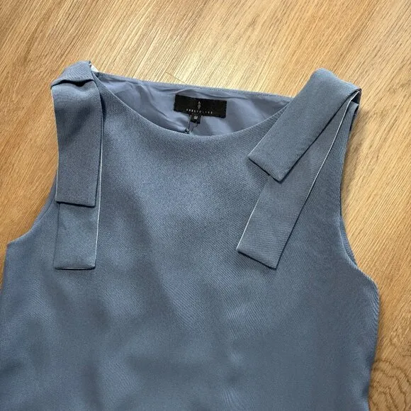 NWT Abbey Glass Michelle Shift Dress blue M medium bow shoulder boat neck