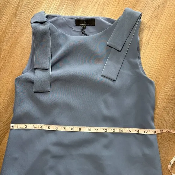 NWT Abbey Glass Michelle Shift Dress blue M medium bow shoulder boat neck