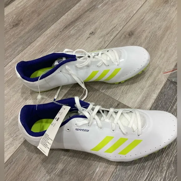 NWT Adidas Sprinstar Track Shoes White, Neon Green, and Blue Size 11.5 S…