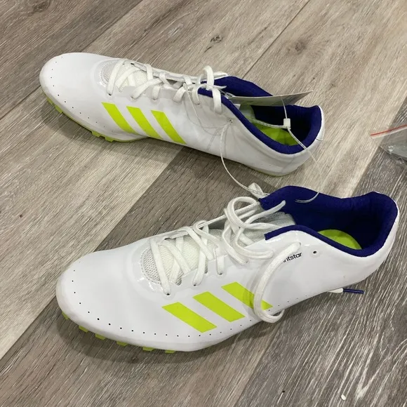 NWT Adidas Sprinstar Track Shoes White, Neon Green, and Blue Size 11.5 S…