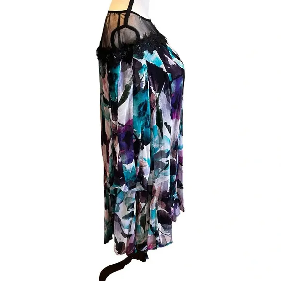 NWT Anthropologie L Flutter Sleeve Dress Whimsigoth Fairy Grunge Watercolor Mini