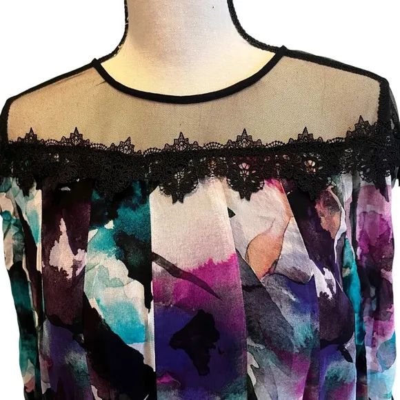 NWT Anthropologie L Flutter Sleeve Dress Whimsigoth Fairy Grunge Watercolor Mini