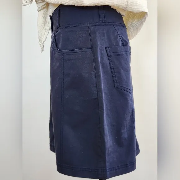NWT || AVENTURA || Navy Blue Button Down Cotton Skirt Mini Sz 6