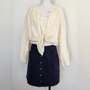 NWT || AVENTURA || Navy Blue Button Down Cotton Skirt Mini Sz 6