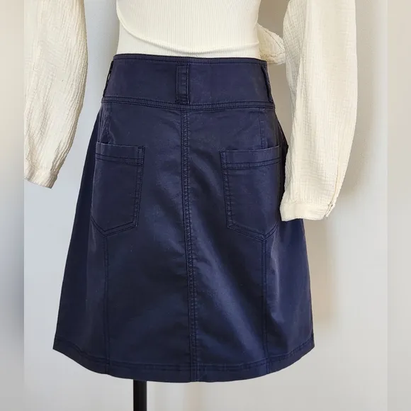 NWT || AVENTURA || Navy Blue Button Down Cotton Skirt Mini Sz 6