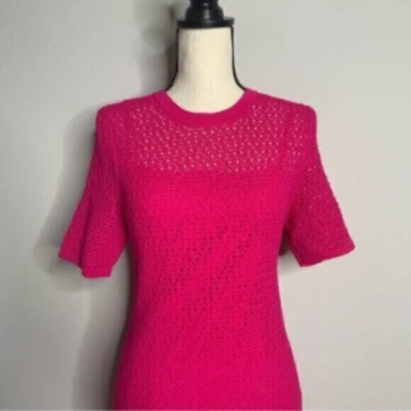 NWT Banana Republic Fuchsia Pink Pointelle Knitted Dress