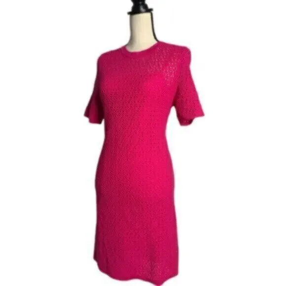 NWT Banana Republic Fuchsia Pink Pointelle Knitted Dress