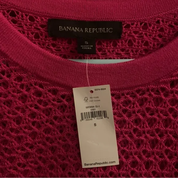 NWT Banana Republic Fuchsia Pink Pointelle Knitted Dress