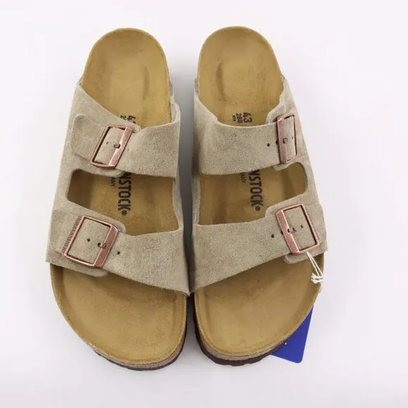 NWT Birkenstock Arizona Suede Leather Sandals in Taupe EU Size 43