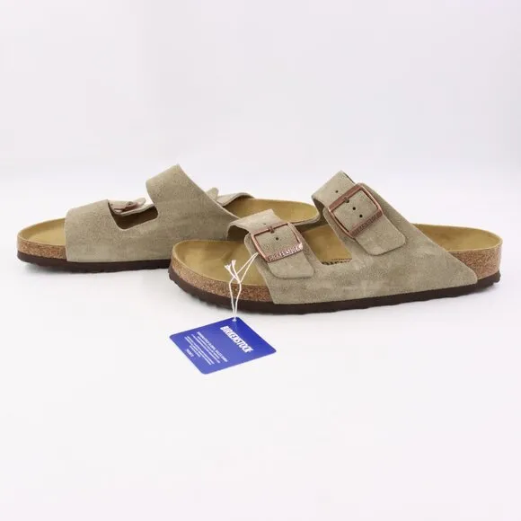 NWT Birkenstock Arizona Suede Leather Sandals in Taupe EU Size 43