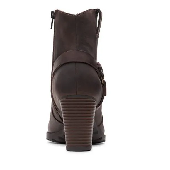 NWT Clarks Verona Rock Ankle Leather Boots 11 Brown Women's Heeled Western