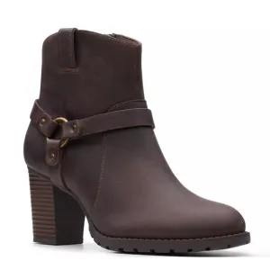 NWT Clarks Verona Rock Ankle Leather Boots 11 Brown Women's Heeled Western
