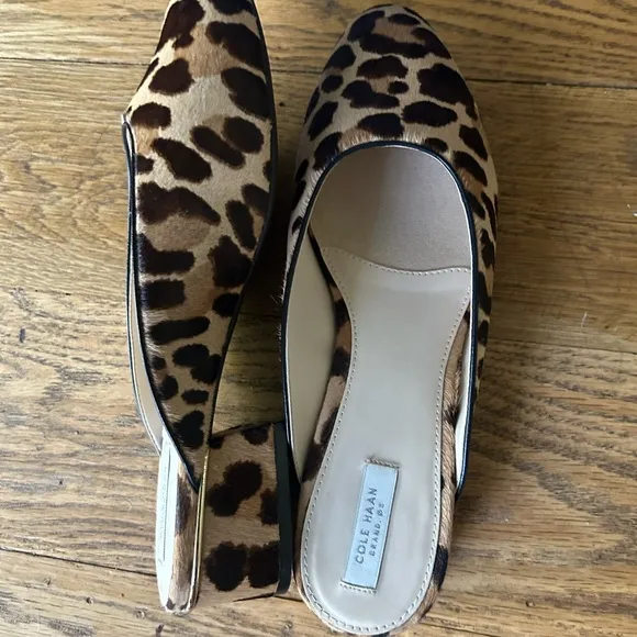 NWT COLE HAAN Piper Mule in Leopard Print Ocelot Haircalf Slip On 10B