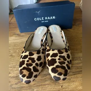 NWT COLE HAAN Piper Mule in Leopard Print Ocelot Haircalf Slip On 10B