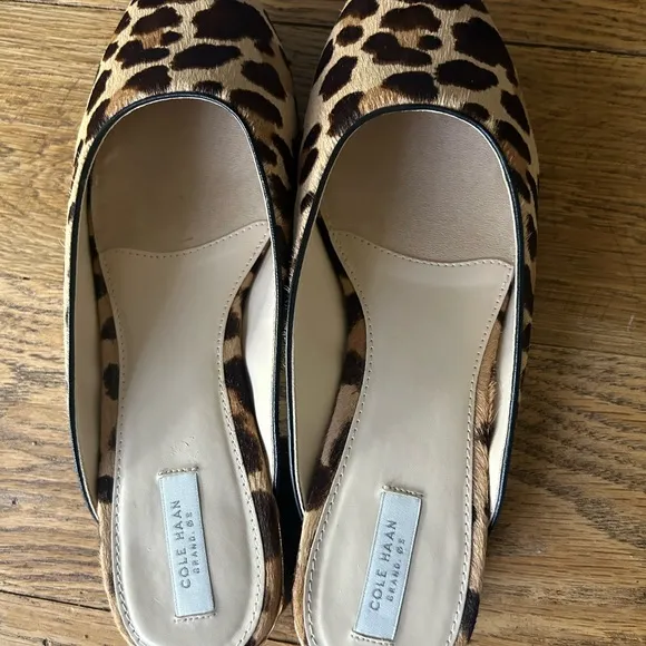 NWT COLE HAAN Piper Mule in Leopard Print Ocelot Haircalf Slip On 10B