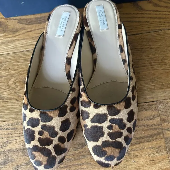 NWT COLE HAAN Piper Mule in Leopard Print Ocelot Haircalf Slip On 10B