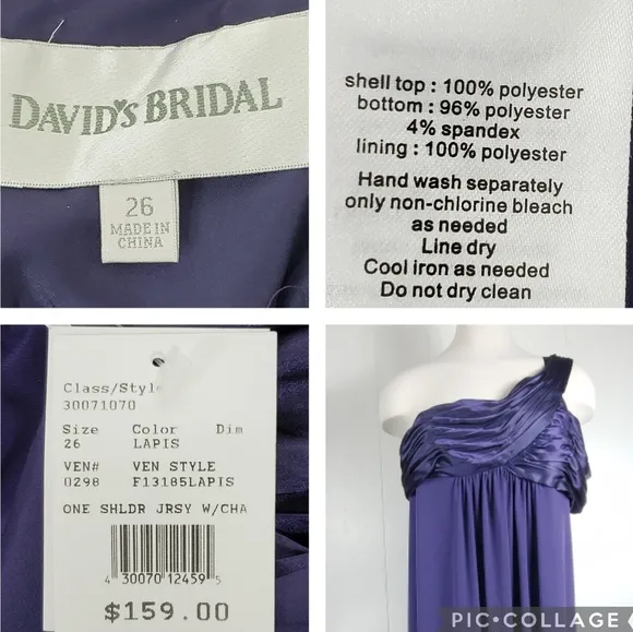 NWT Davids Bridal one strap formal prom dress