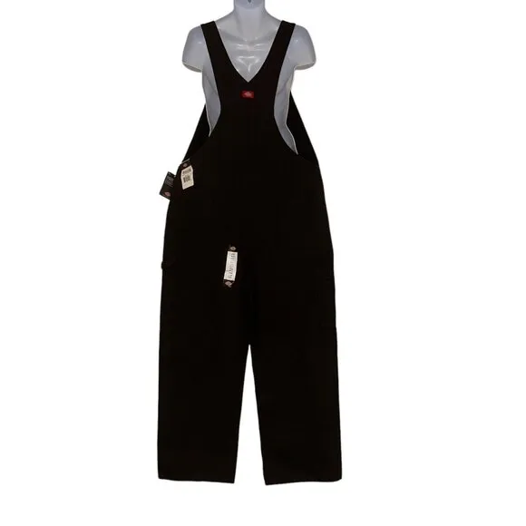NWT Dickies Duck Bib Overalls Mens 42 30 Rinsed Black Wide Legs Pockets Work