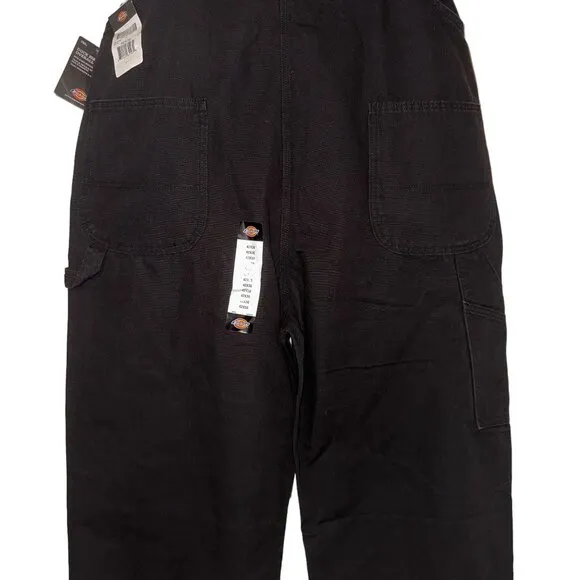 NWT Dickies Duck Bib Overalls Mens 42 30 Rinsed Black Wide Legs Pockets Work