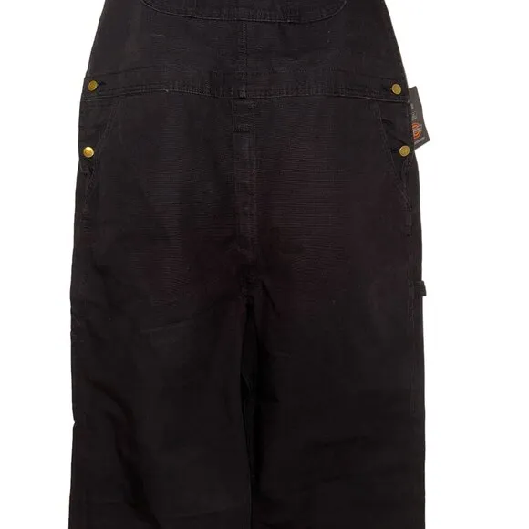 NWT Dickies Duck Bib Overalls Mens 42 30 Rinsed Black Wide Legs Pockets Work