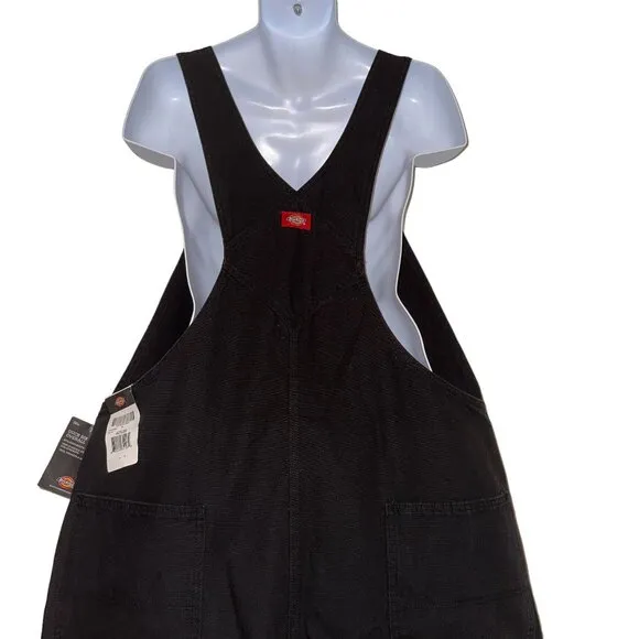 NWT Dickies Duck Bib Overalls Mens 42 30 Rinsed Black Wide Legs Pockets Work