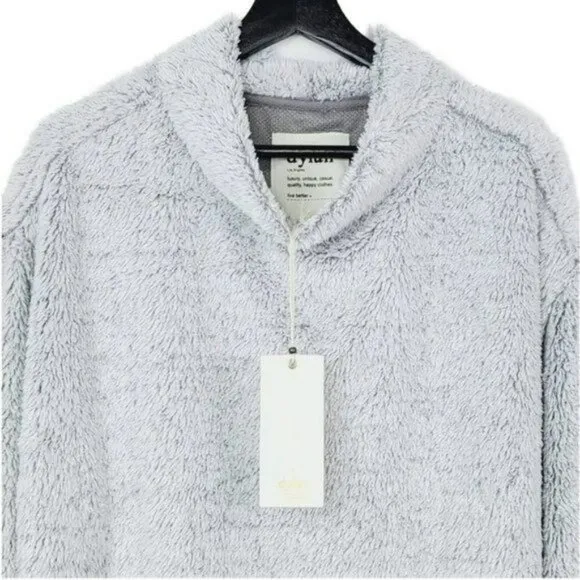 NWT Dylan Ultra Soft  Shaggy Sherpa Fleece Sweatshirt Funnel Neck Sweater Top
