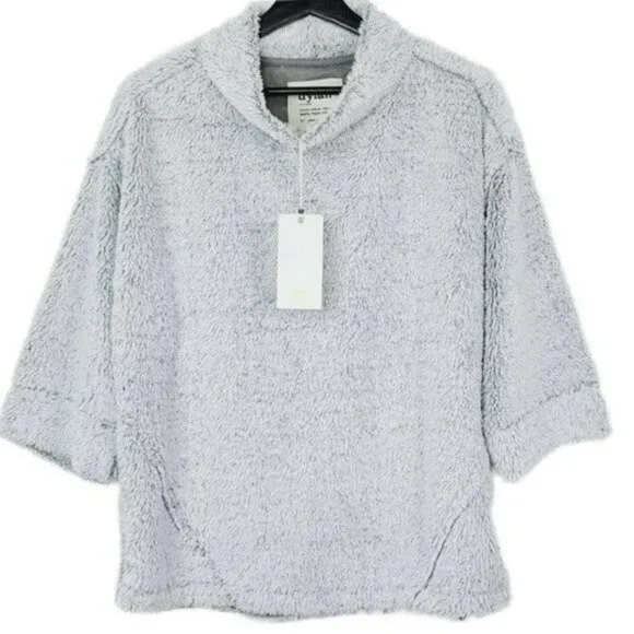 NWT Dylan Ultra Soft  Shaggy Sherpa Fleece Sweatshirt Funnel Neck Sweater Top