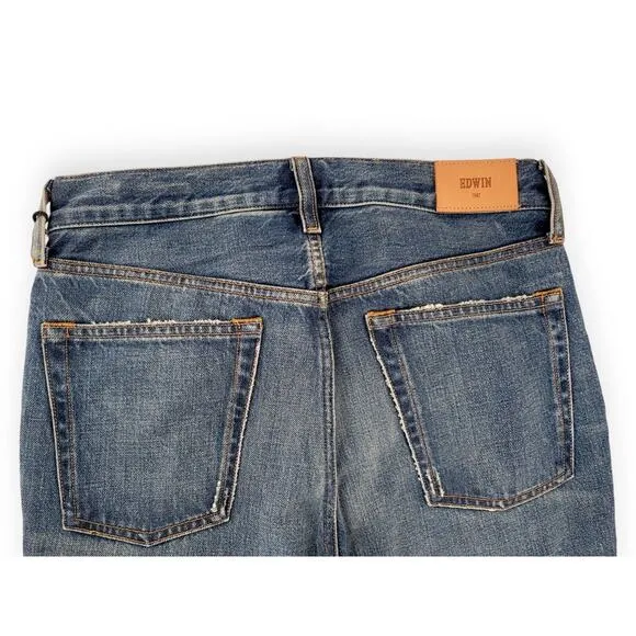 NWT EDWIN Averi Pretender Distressed Flare Jeans Size 26 Vintage Wash Denim USA