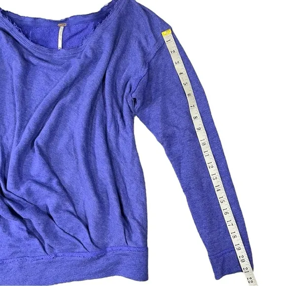 NWT Free People Distressed Draped Blue Violet Pullover Sweater sz XS