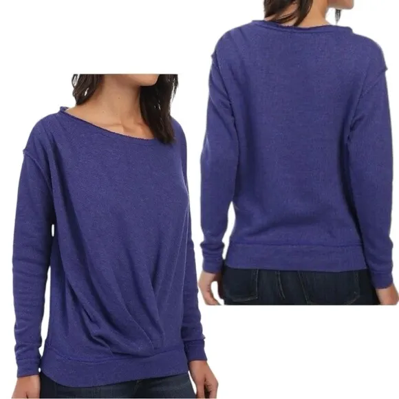 NWT Free People Distressed Draped Blue Violet Pullover Sweater sz XS