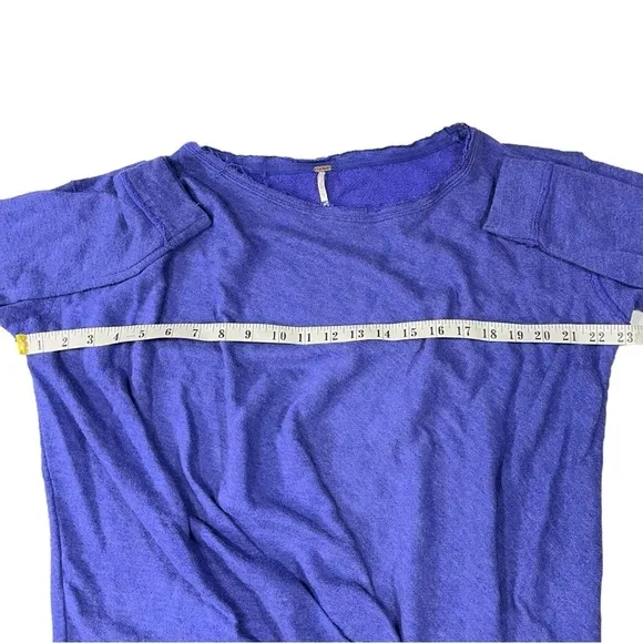 NWT Free People Distressed Draped Blue Violet Pullover Sweater sz XS