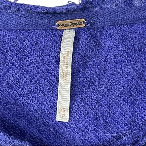 NWT Free People Distressed Draped Blue Violet Pullover Sweater sz XS
