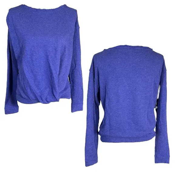 NWT Free People Distressed Draped Blue Violet Pullover Sweater sz XS