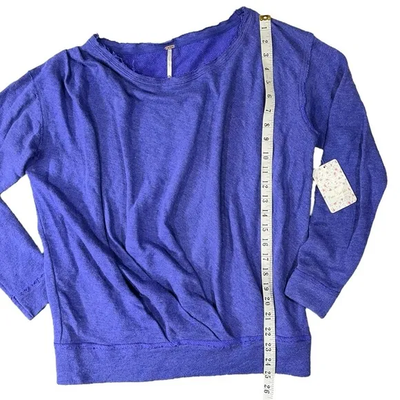 NWT Free People Distressed Draped Blue Violet Pullover Sweater sz XS